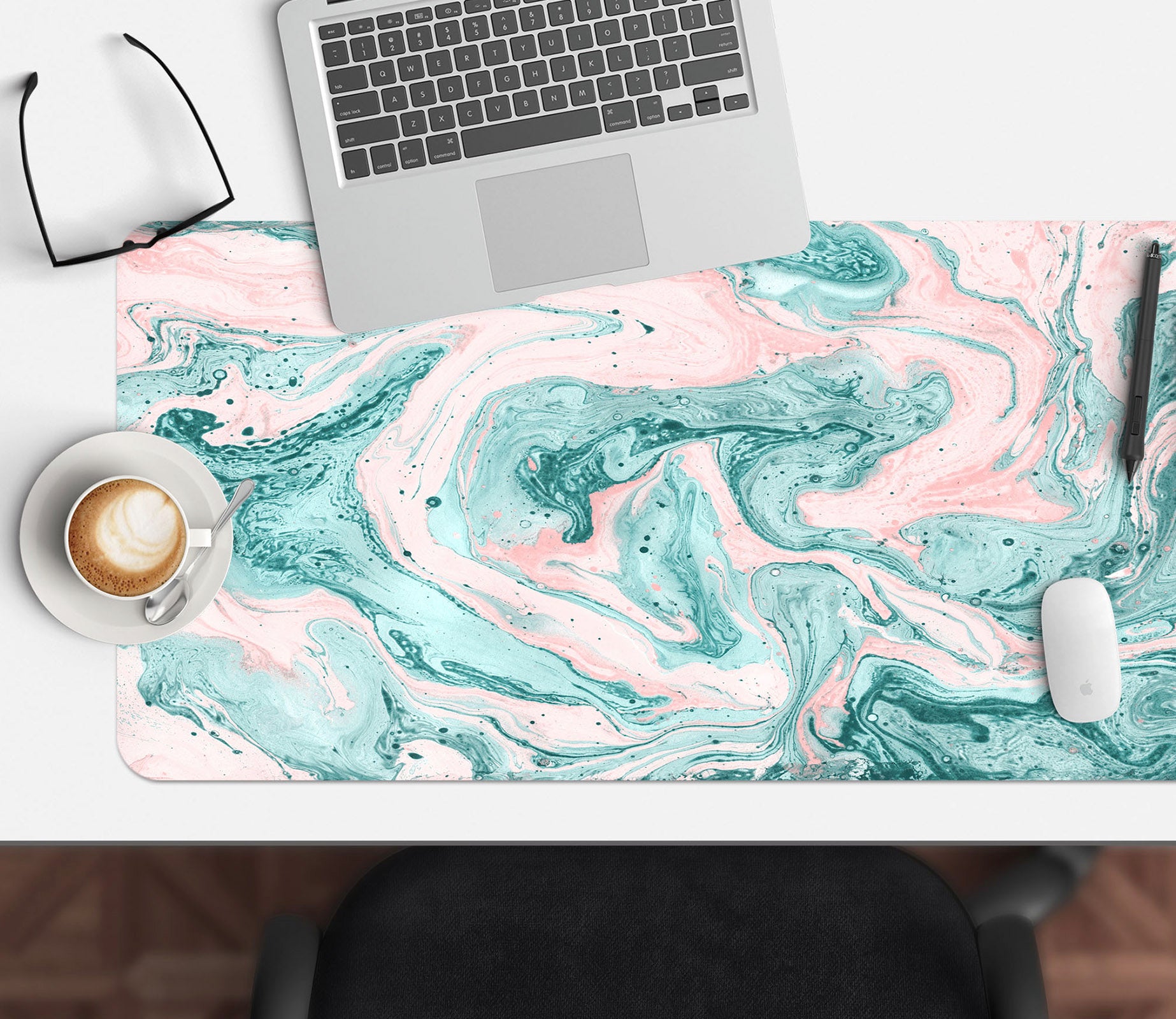 3D Green Lines 18009 Desk Mat