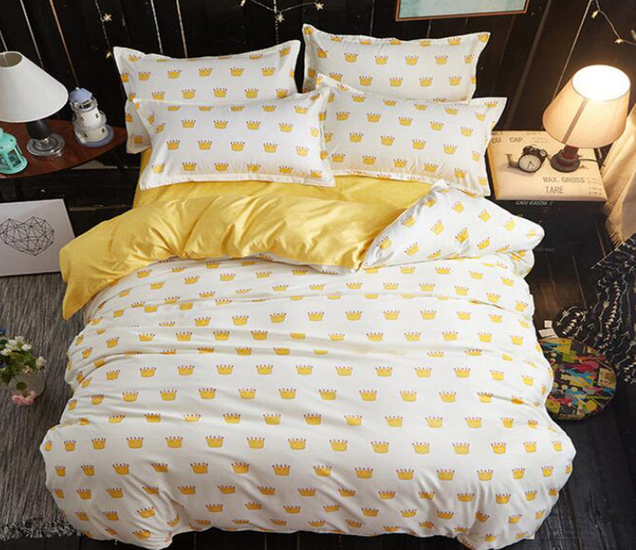 3D Yellow Crown 12178 Bed Pillowcases Quilt