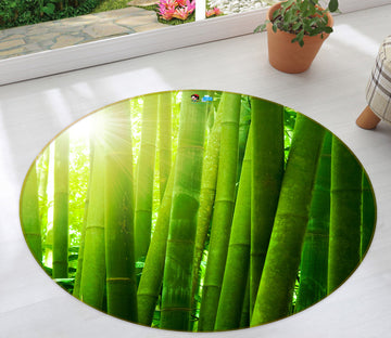 3D Bamboo Forest 80200 Round Non Slip Rug Mat