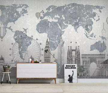 3D Gray Map 2236 Wall Murals Wallpaper AJ Wallpaper 2 