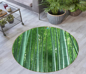 3D Bamboo Forest 73012 Round Non Slip Rug Mat