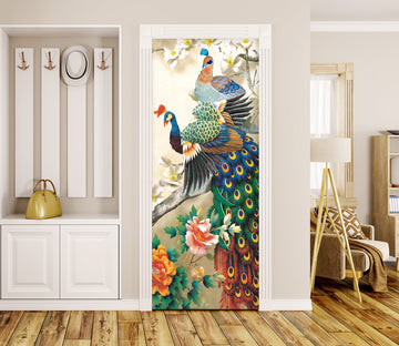 3D Color Peacock 040 Door Mural