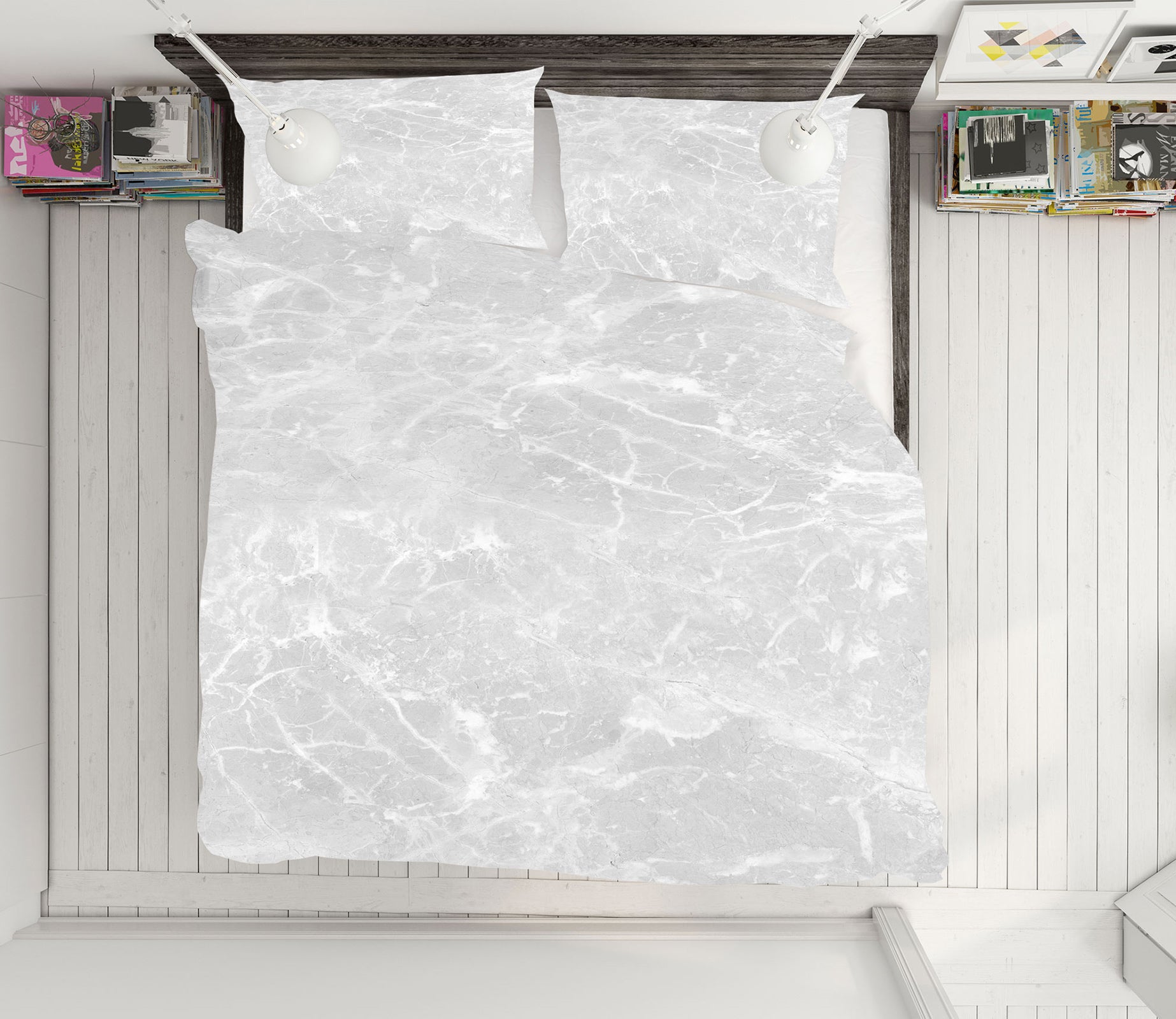 3D White Marble Pattern 16161 Bed Pillowcases Quilt