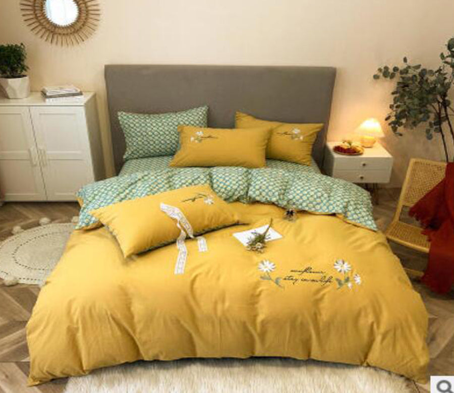 3D Yellow Daisy 40201 Bed Pillowcases Quilt