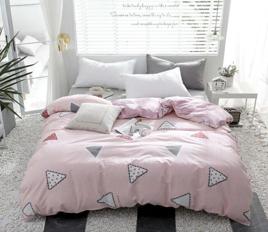 3D Pink Bottom Triangle 3190 Bed Pillowcases Quilt