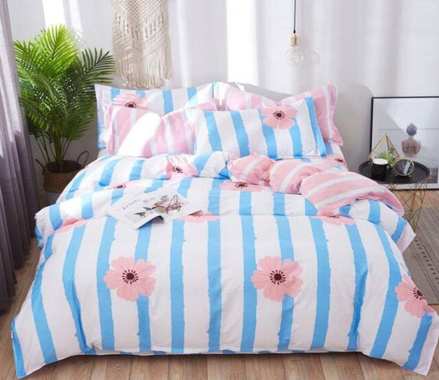 3D Blue Vertical Stripes 3118 Bed Pillowcases Quilt