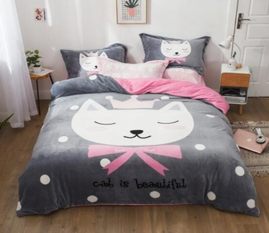3D Crown Cat 18013 Bed Pillowcases Quilt