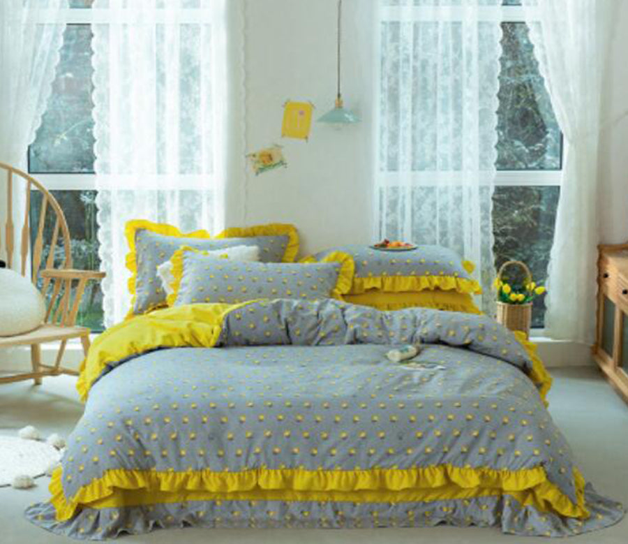 3D Gray Yellow 17166 Bed Pillowcases Quilt