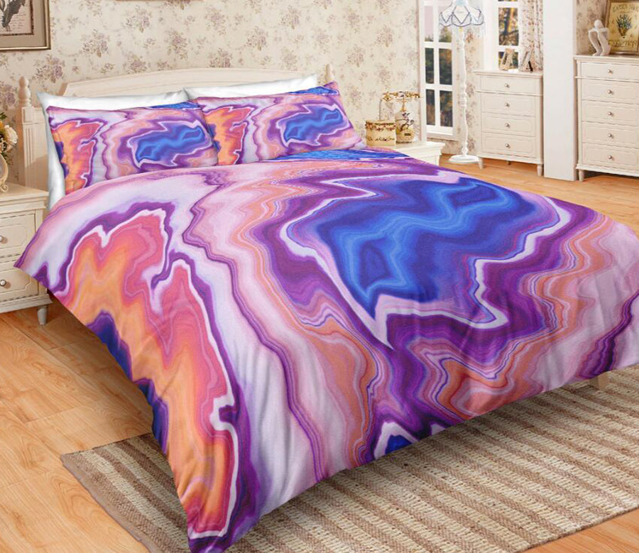 3D Purple Blue Marble Pattern 6111 Bed Pillowcases Quilt