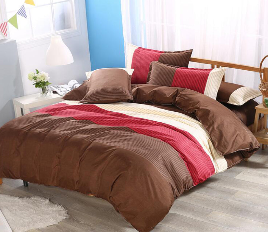 3D Red-Brown Color Matching 1160 Bed Pillowcases Quilt