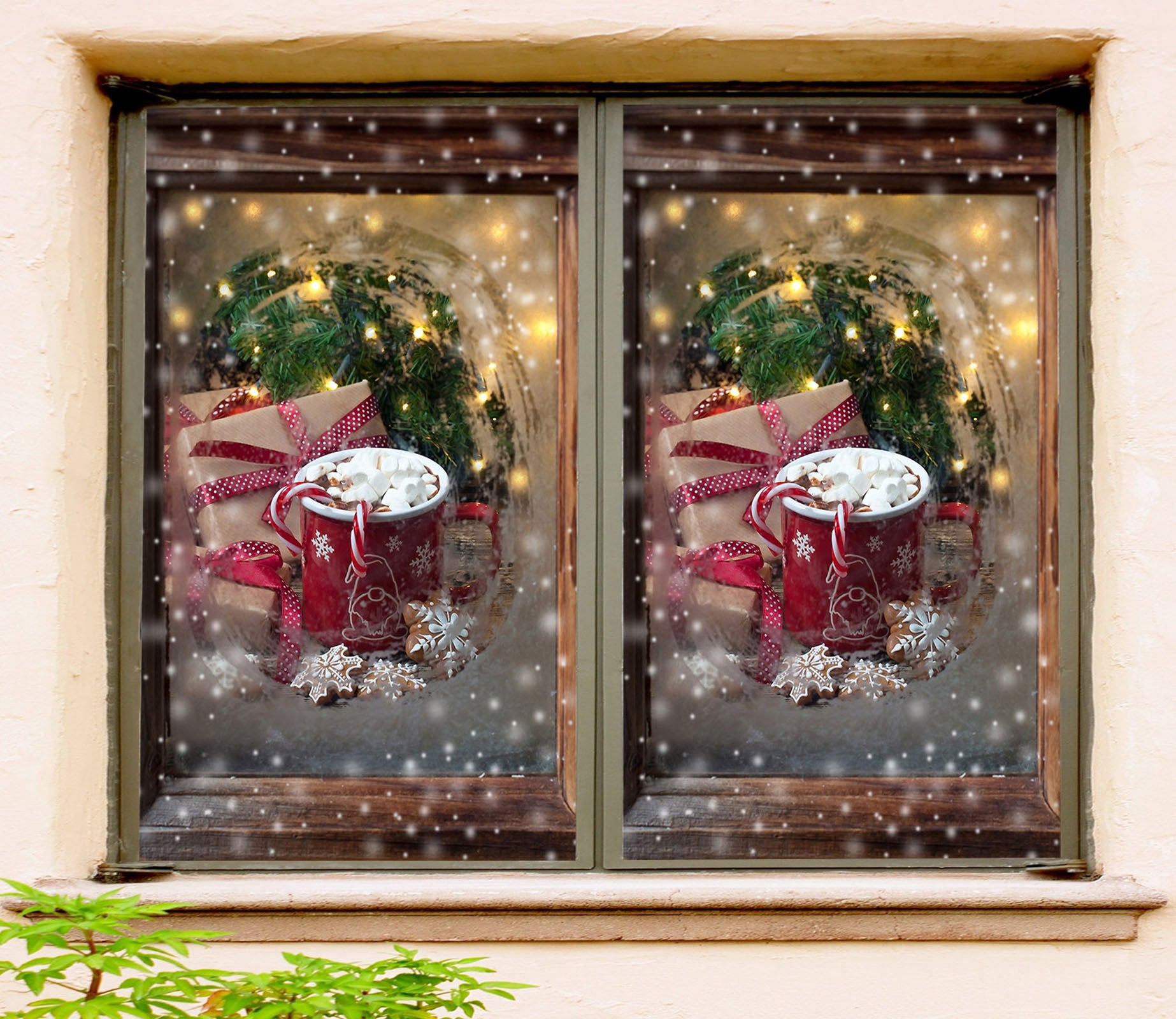 3D Gift 43161 Christmas Window Film Print Sticker Cling Stained Glass Xmas