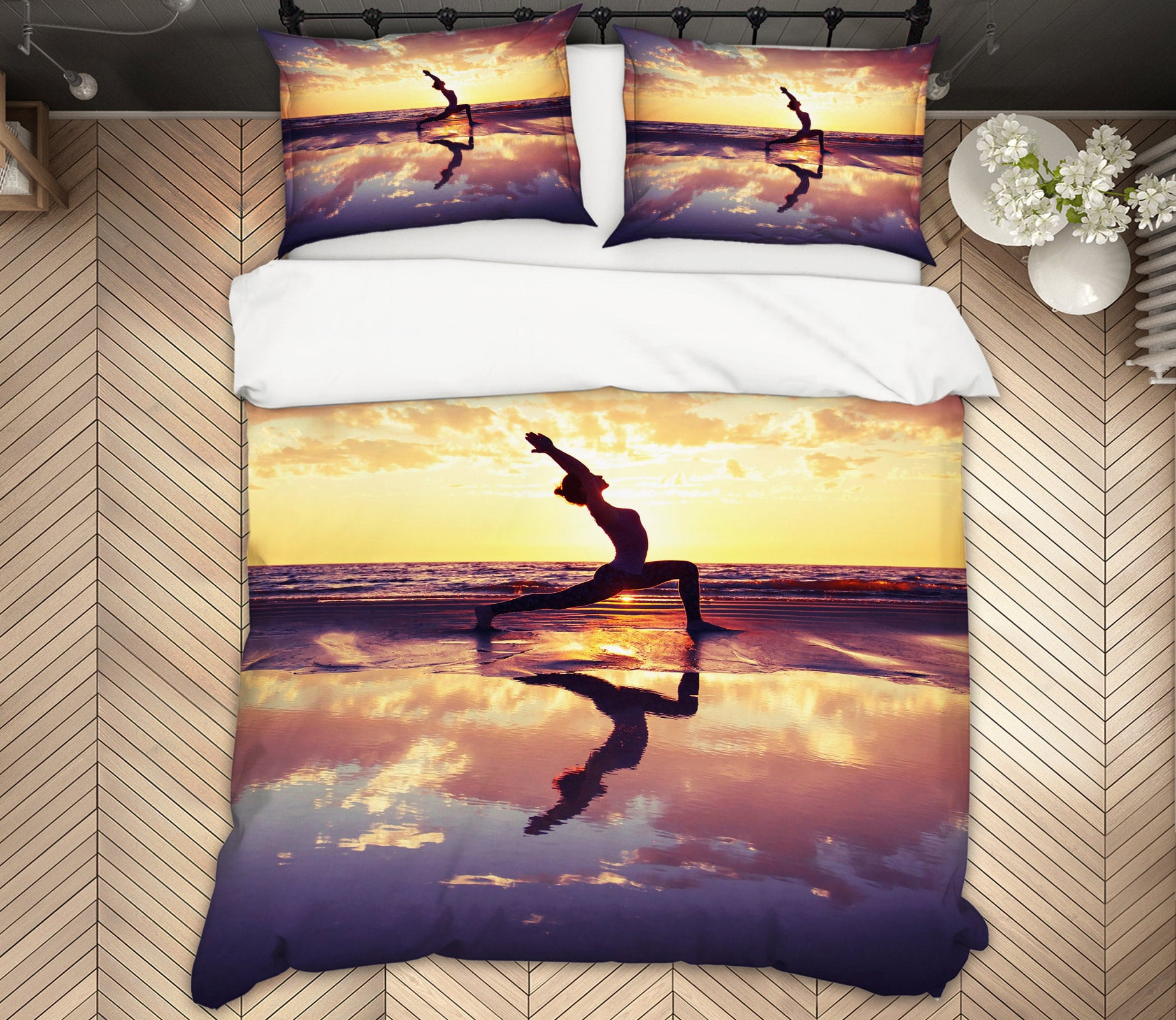 3D Yoga By The Sea 14141 Bed Pillowcases Quilt