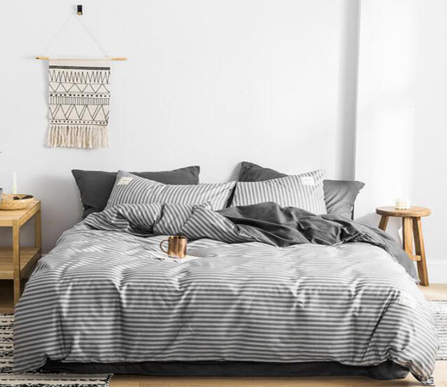 3D Gray White Pinstripe 4172 Bed Pillowcases Quilt