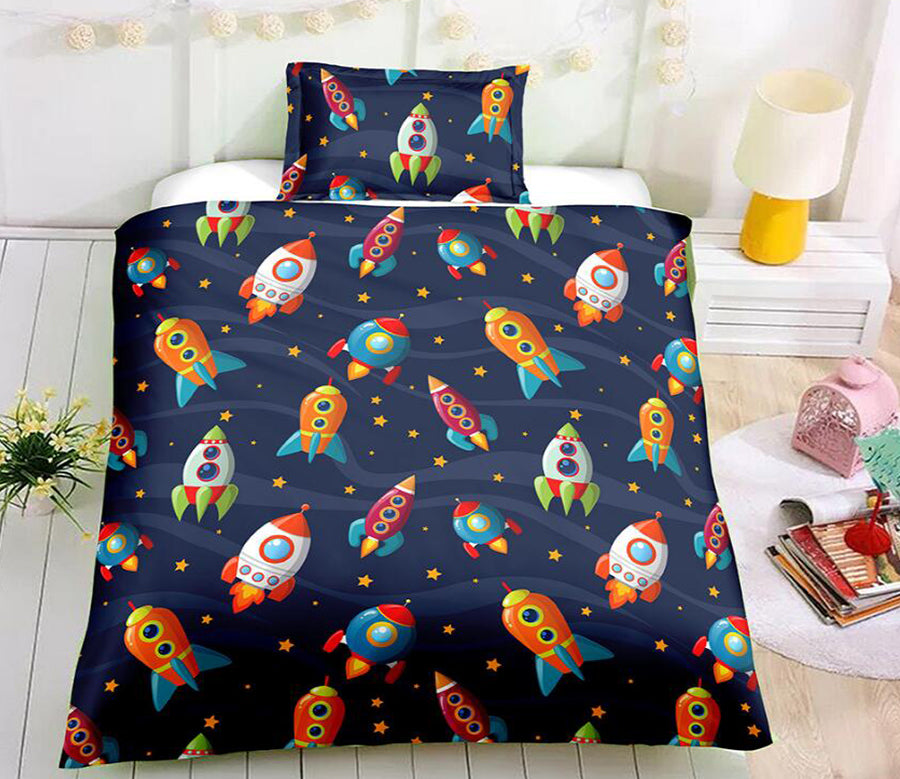 3D Little Rocket 6046 Bed Pillowcases Quilt