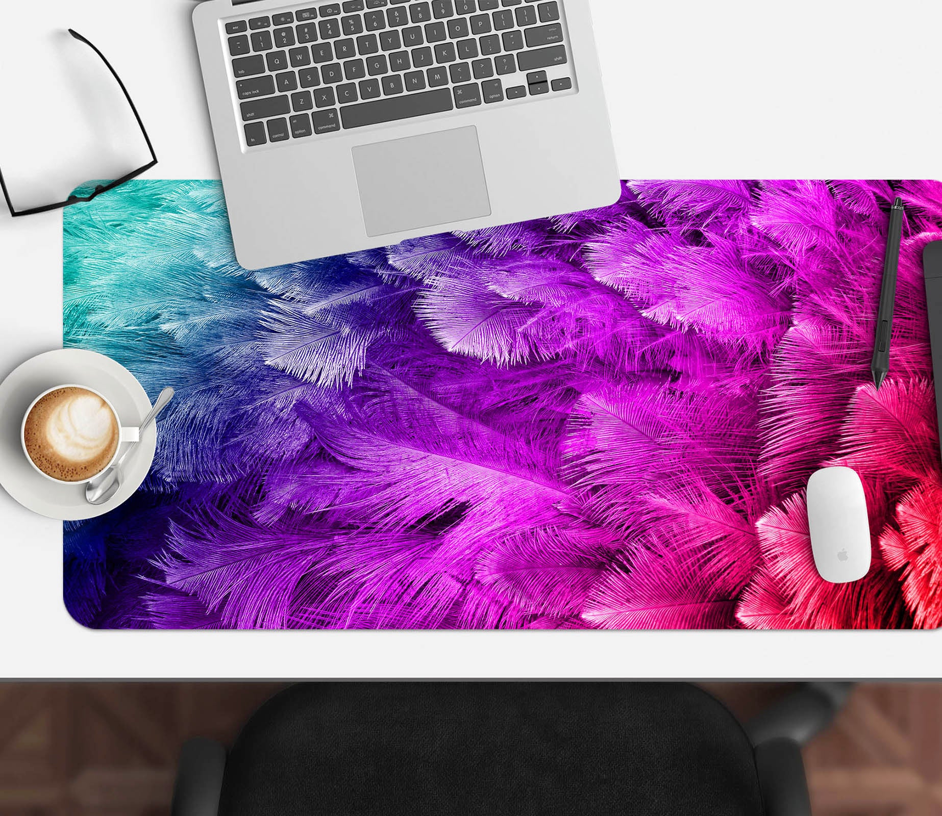 3D Multicolored Feathers 17171 Desk Mat