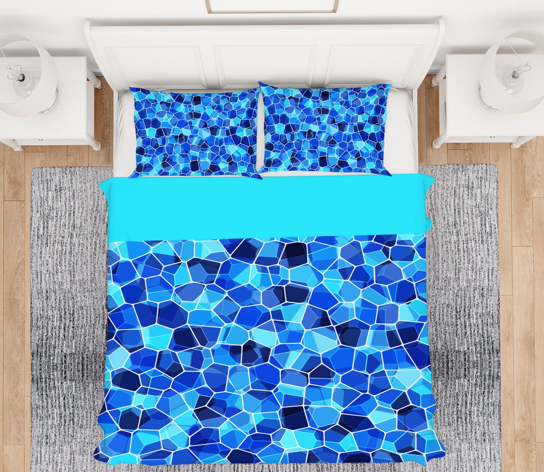 3D Blue Hexagon 14005 Bed Pillowcases Quilt