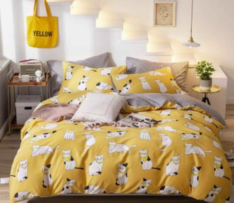 3D Yellow Background Cat 16074 Bed Pillowcases Quilt