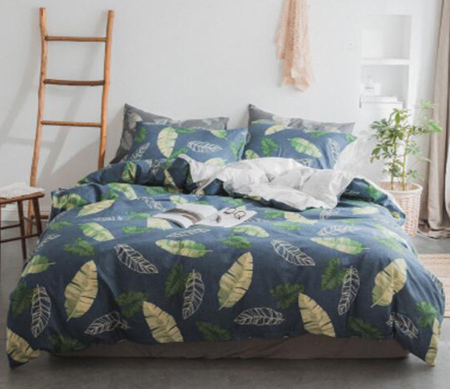3D Green Feather Leaves 14153 Bed Pillowcases Quilt