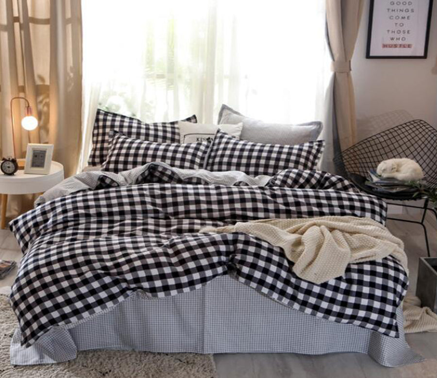 3D Black Plaid 12046 Bed Pillowcases Quilt