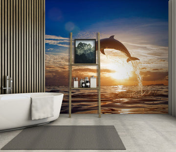 3D Dolphin Sunset 094 Wall Murals Wallpaper AJ Wallpaper 2 