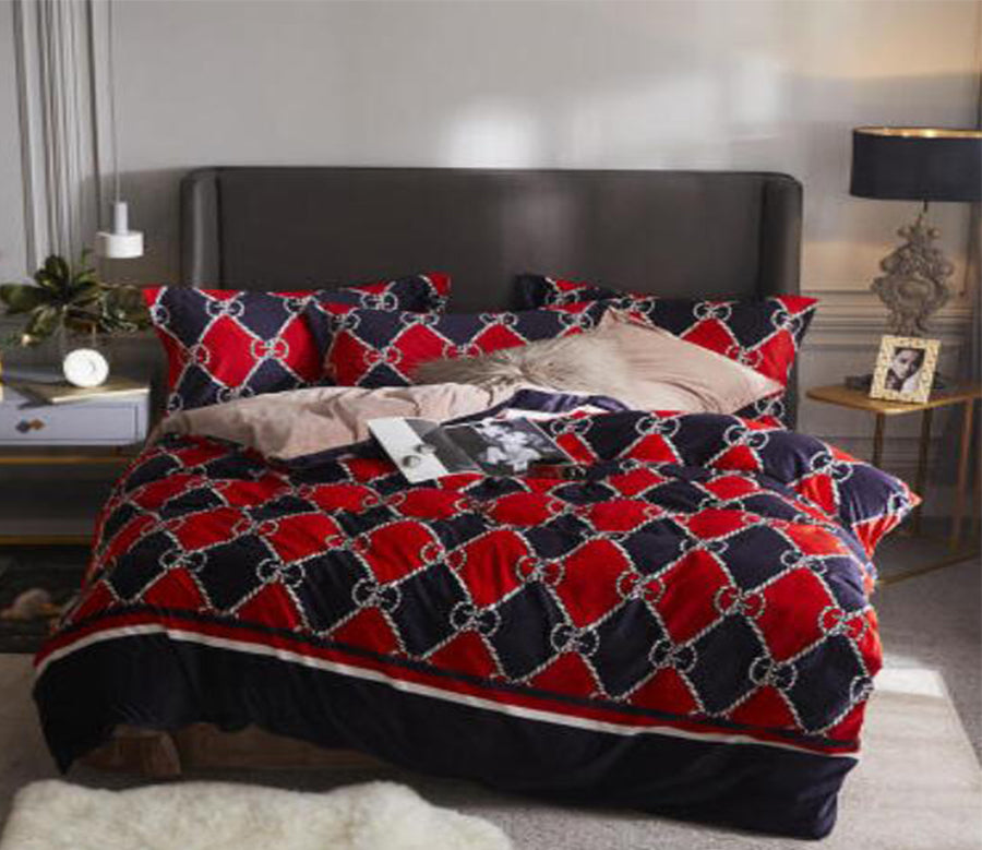 3D Red And Black Diamond 20008 Bed Pillowcases Quilt