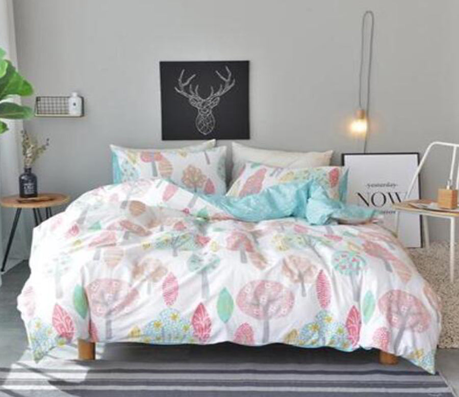 3D Pink Green Trees 20211 Bed Pillowcases Quilt