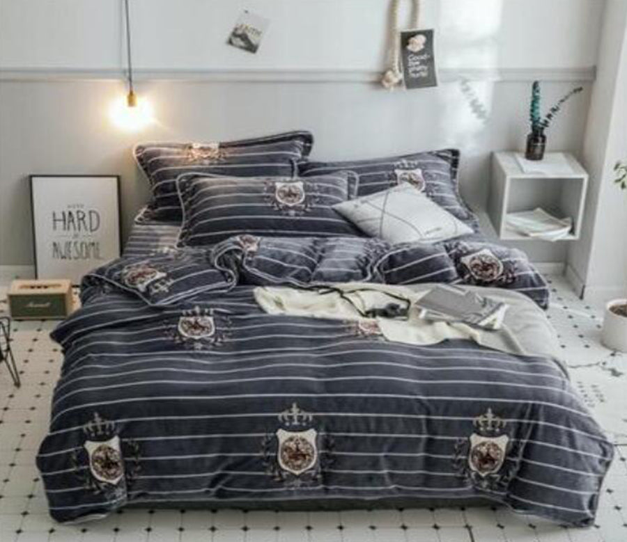 3D Dark Gray Stripes 30259 Bed Pillowcases Quilt
