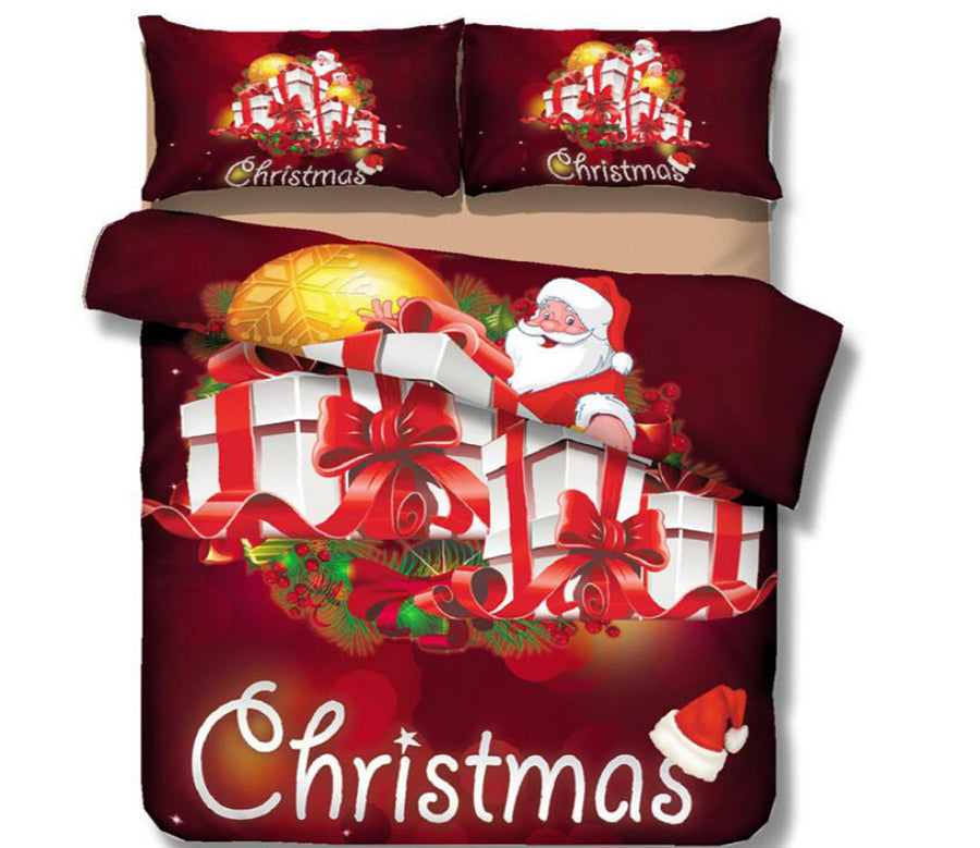 3D Christmas Gift 6014 Bed Pillowcases Quilt