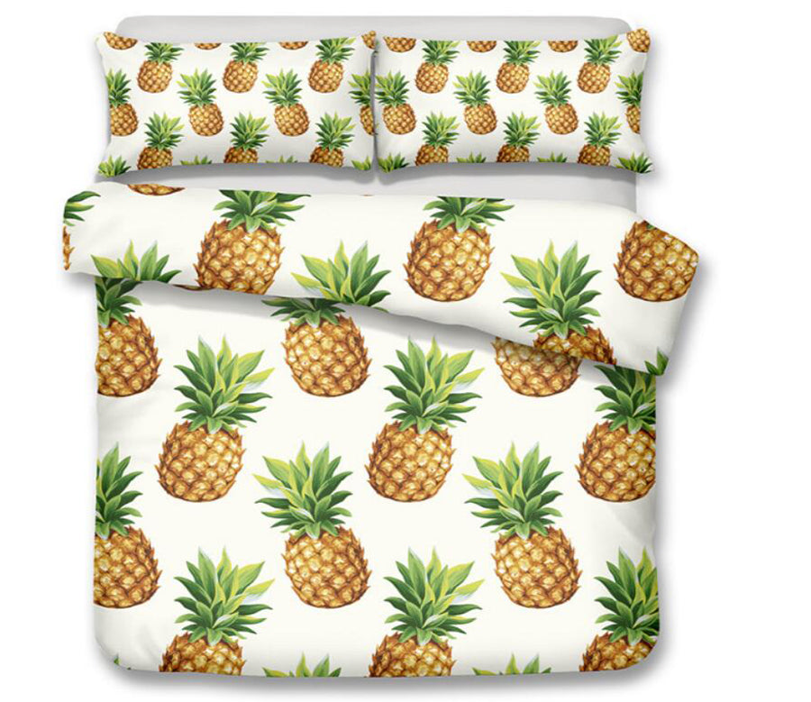 3D Green Leaf Pineapple 6123 Bed Pillowcases Quilt