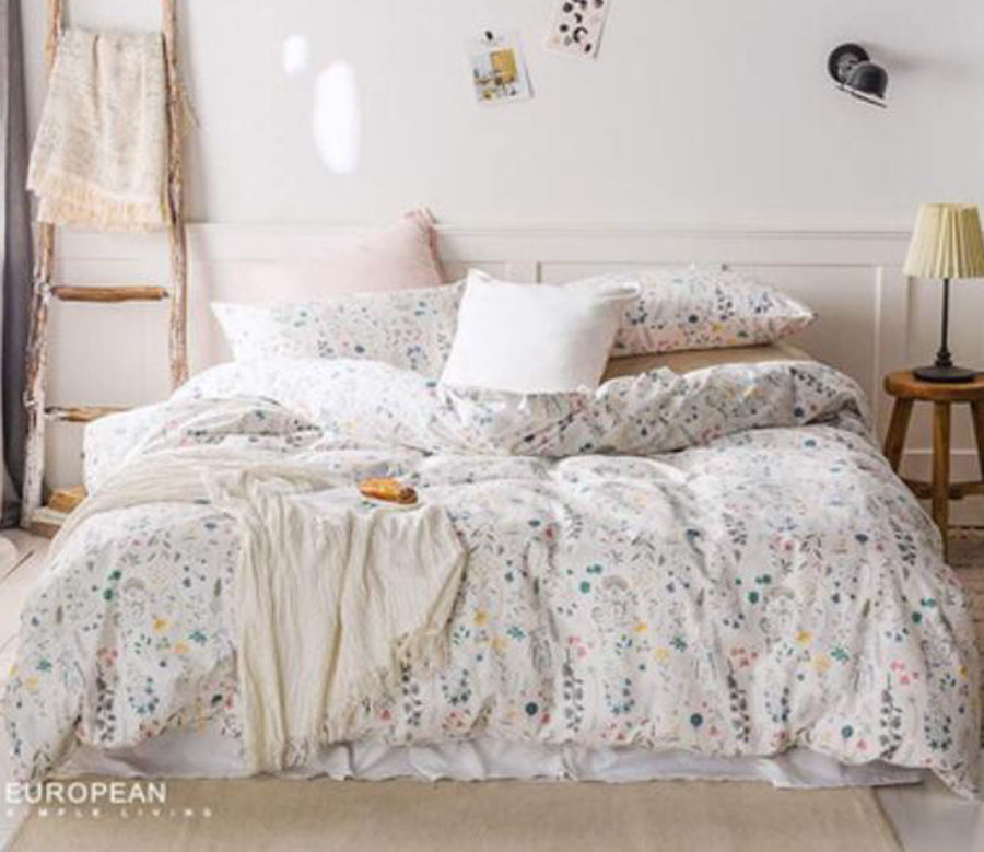 3D White Floral 16033 Bed Pillowcases Quilt