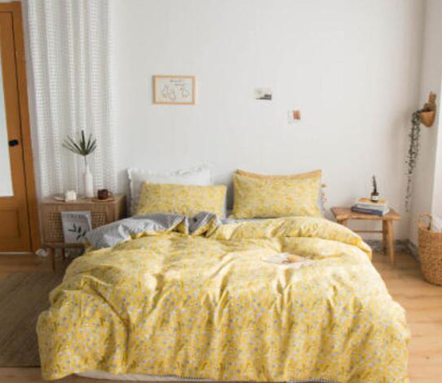 3D Yellow Floral 15182 Bed Pillowcases Quilt