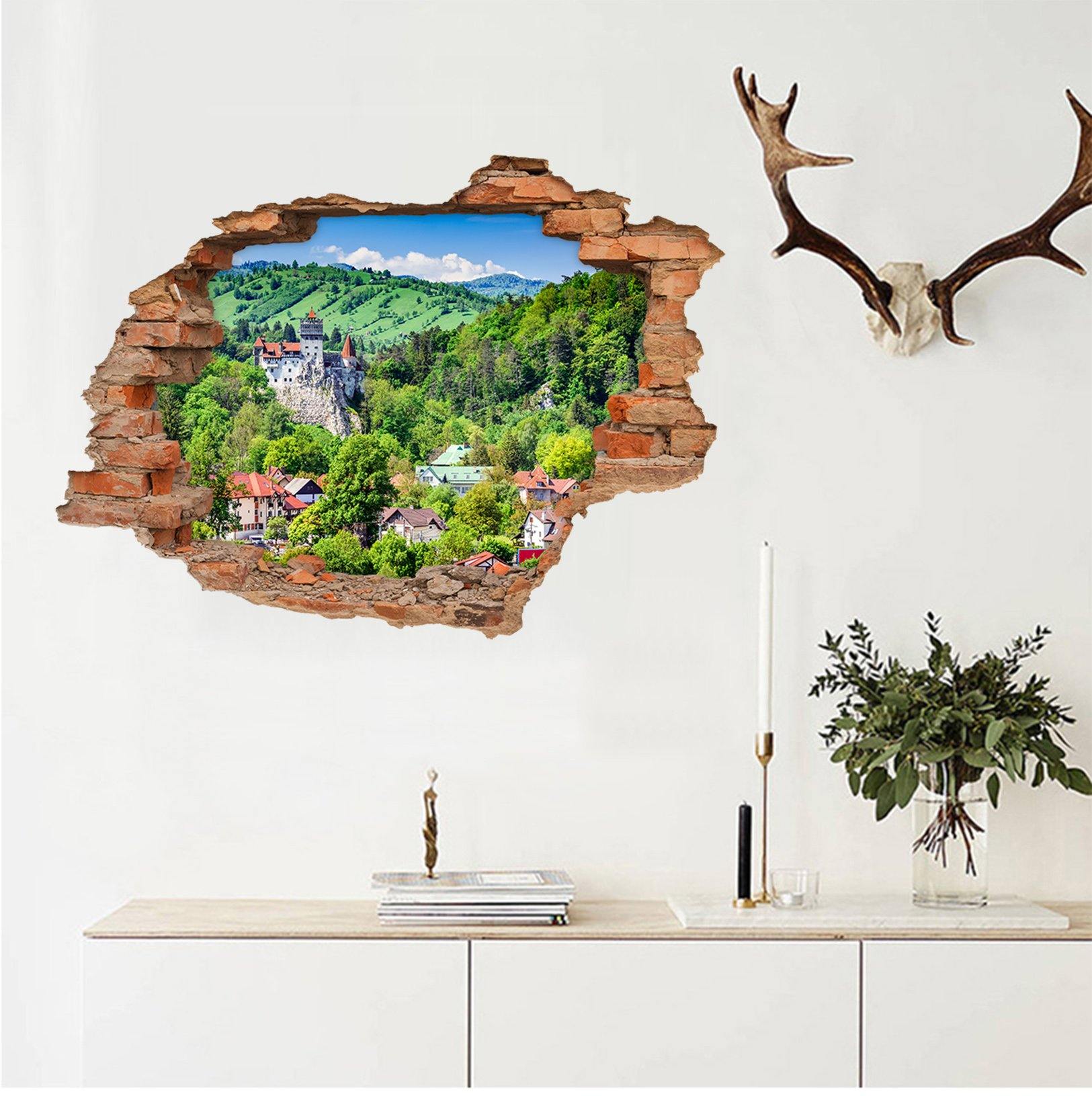 3D Mountain Town Scenery 188 Broken Wall Murals Wallpaper AJ Wallpaper