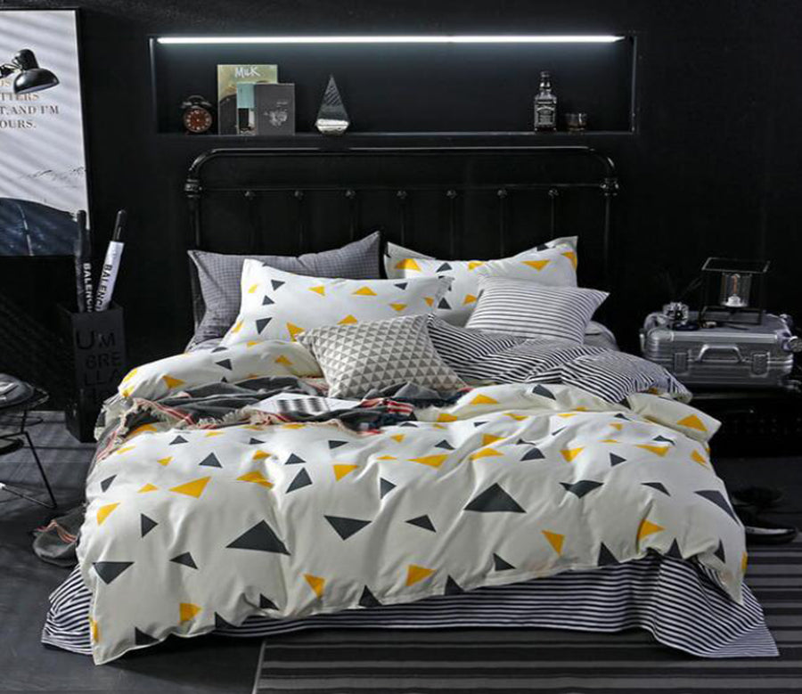 3D Black And Yellow Triangle 4081 Bed Pillowcases Quilt