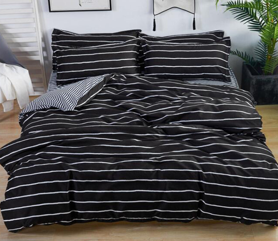 3D Black Horizontal Stripes 12159 Bed Pillowcases Quilt