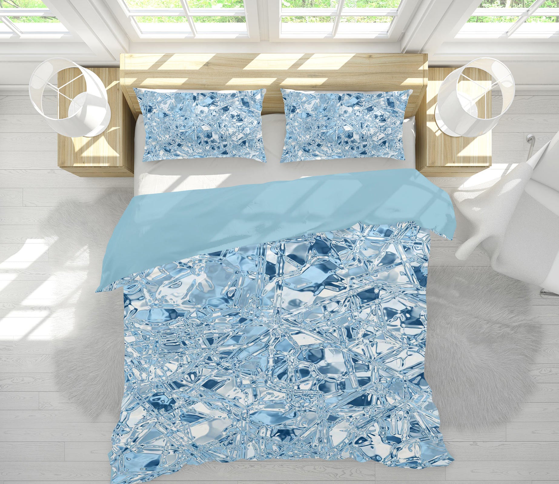 3D Blue Shards 13194 Bed Pillowcases Quilt