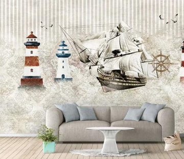 3D Lighthouse Ferry WC834 Wall Murals