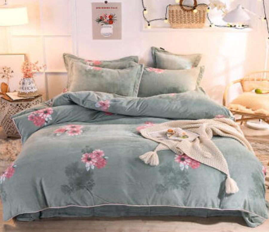 3D Green Flowers 20070 Bed Pillowcases Quilt
