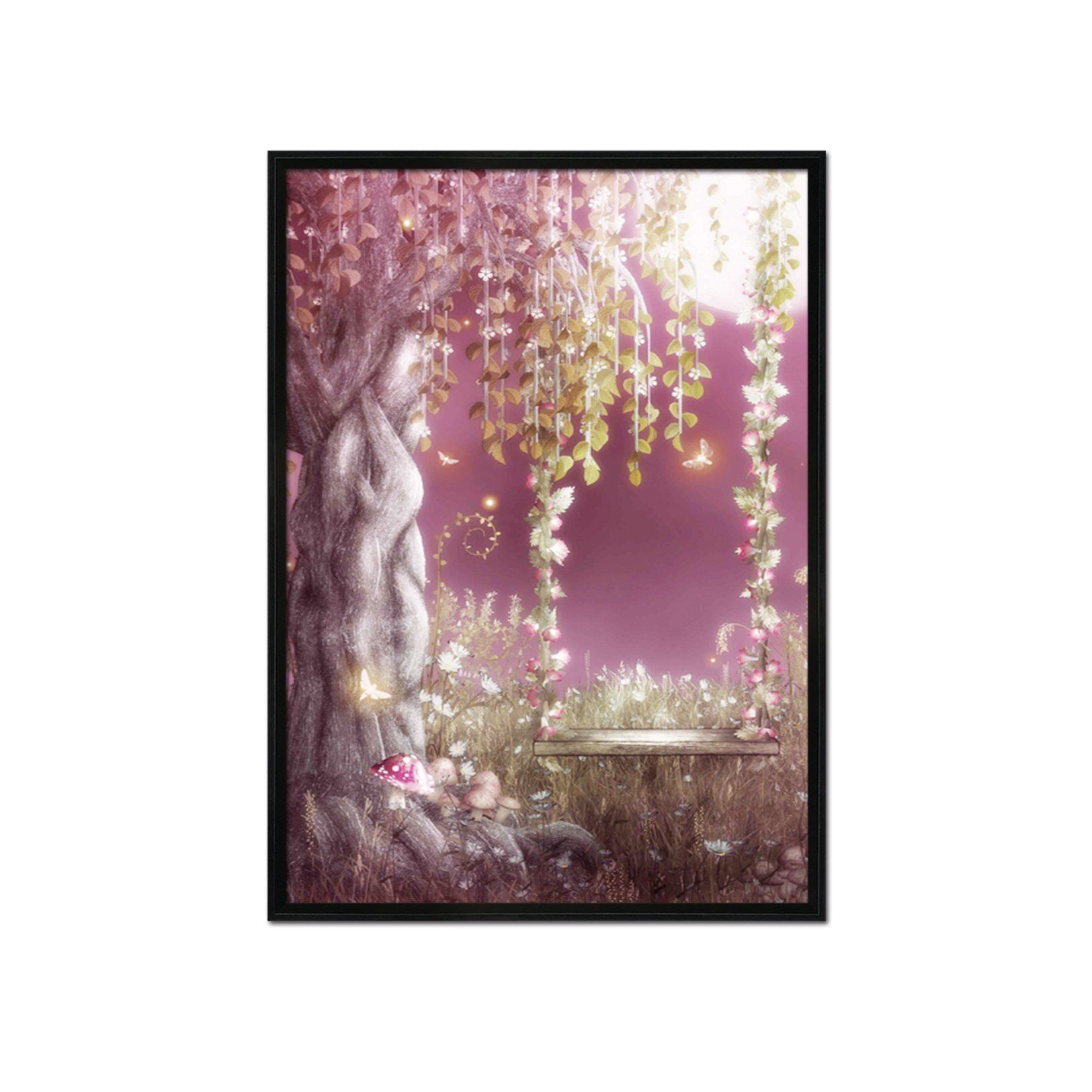 3D Moon Swing 002 Fake Framed Print Painting Wallpaper AJ Creativity Home