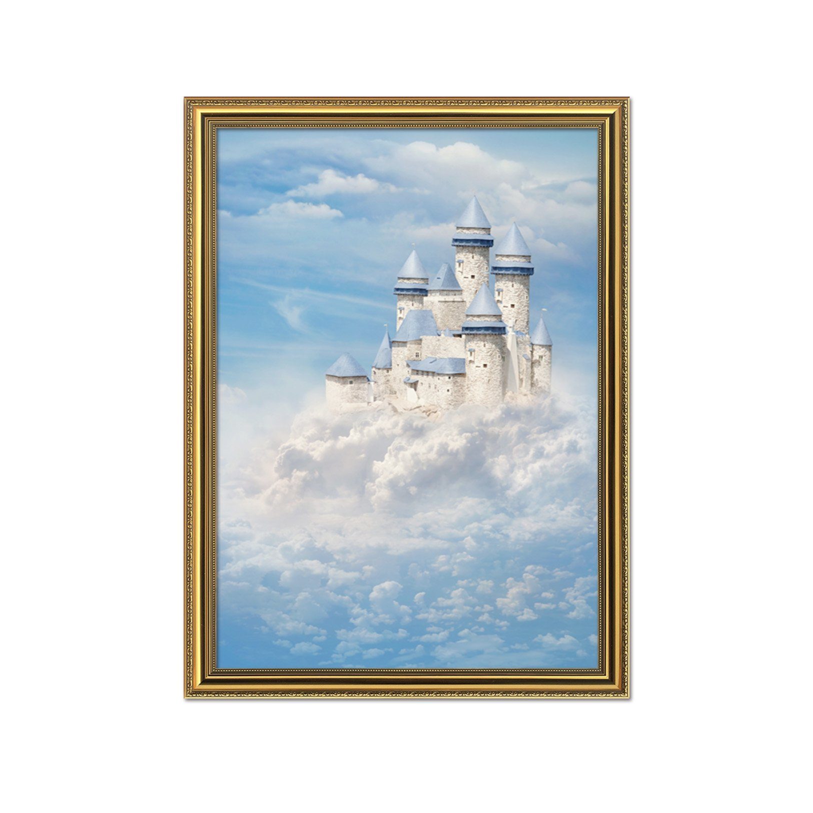 3D Cloud Castle 037 Fake Framed Print Painting Wallpaper AJ Creativity Home