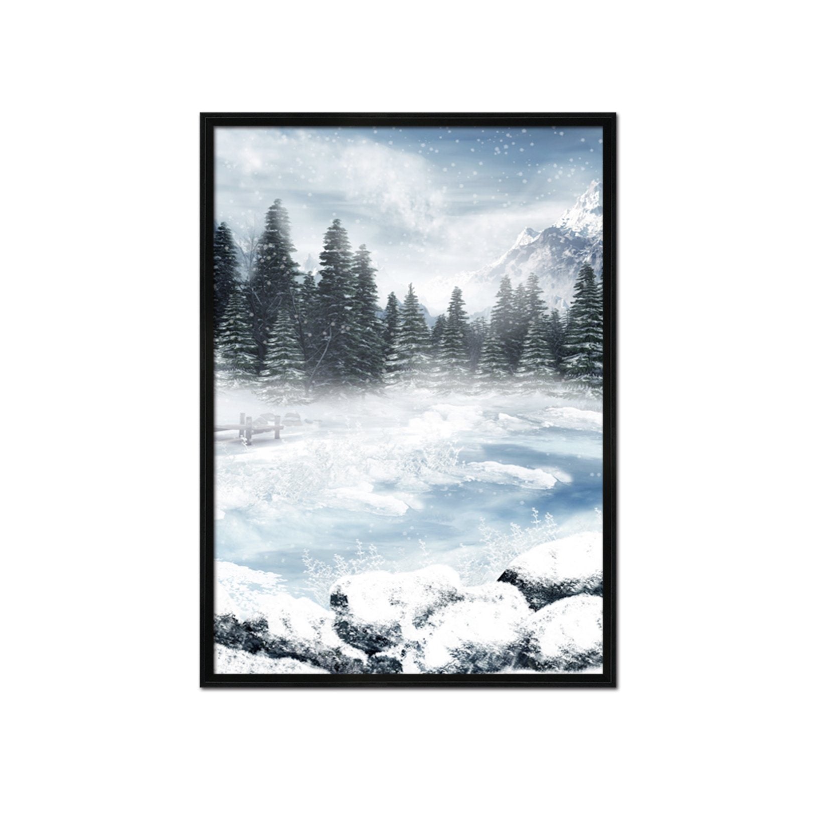 3D Ice Lake 015 Fake Framed Print Painting Wallpaper AJ Creativity Home