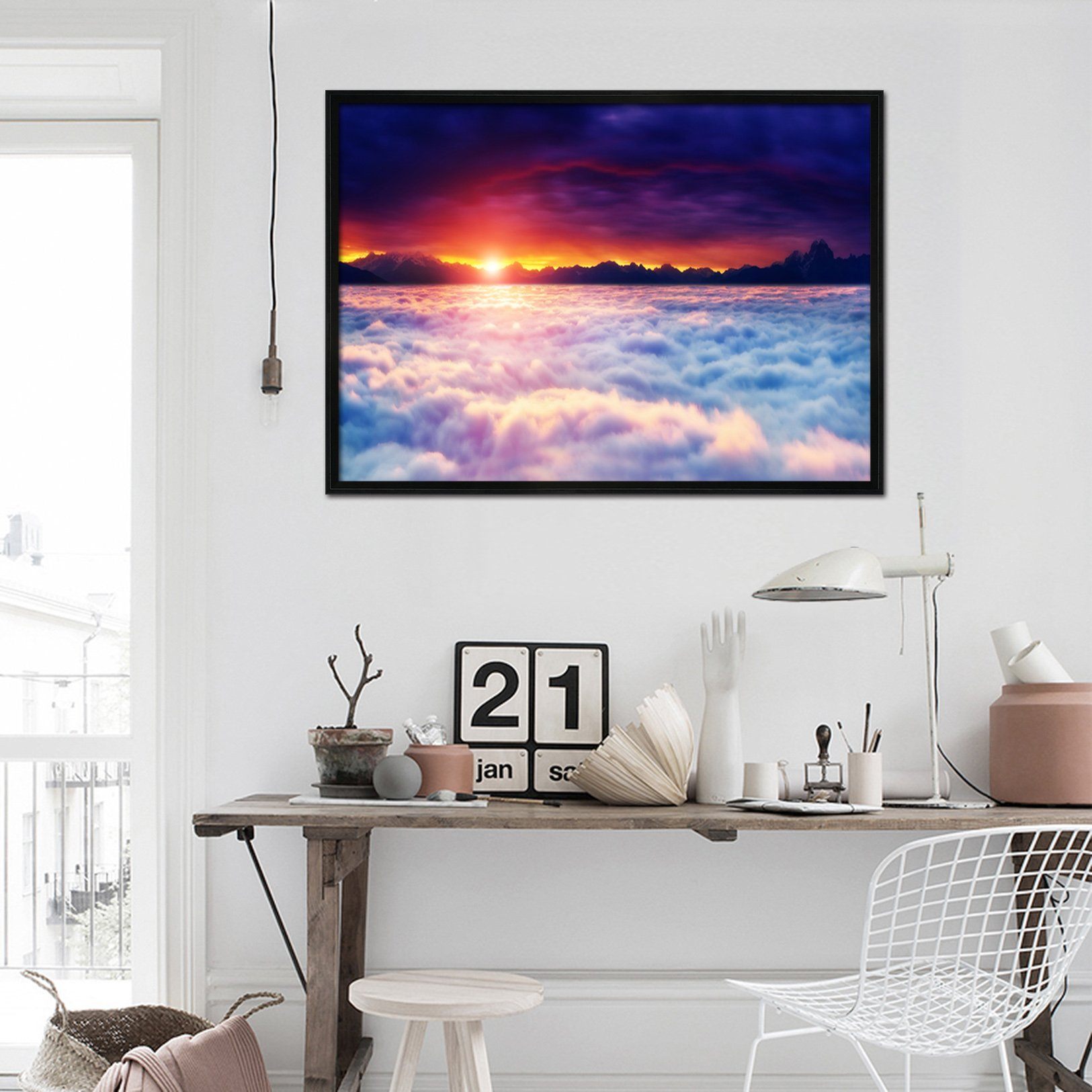 3D Sunset Waves 171 Fake Framed Print Painting Wallpaper AJ Creativity Home