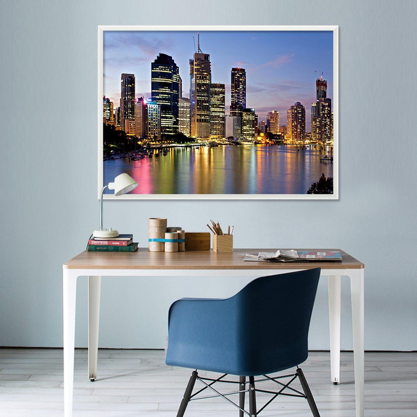 3D Lakeside City 073 Fake Framed Print Painting Wallpaper AJ Creativity Home