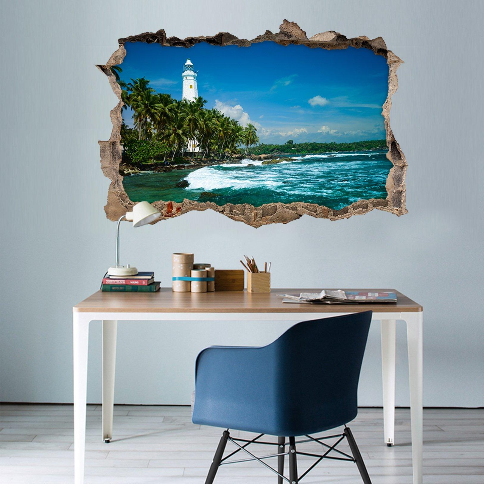 3D Seaside Tall Lighthouse 365 Broken Wall Murals Wallpaper AJ Wallpaper
