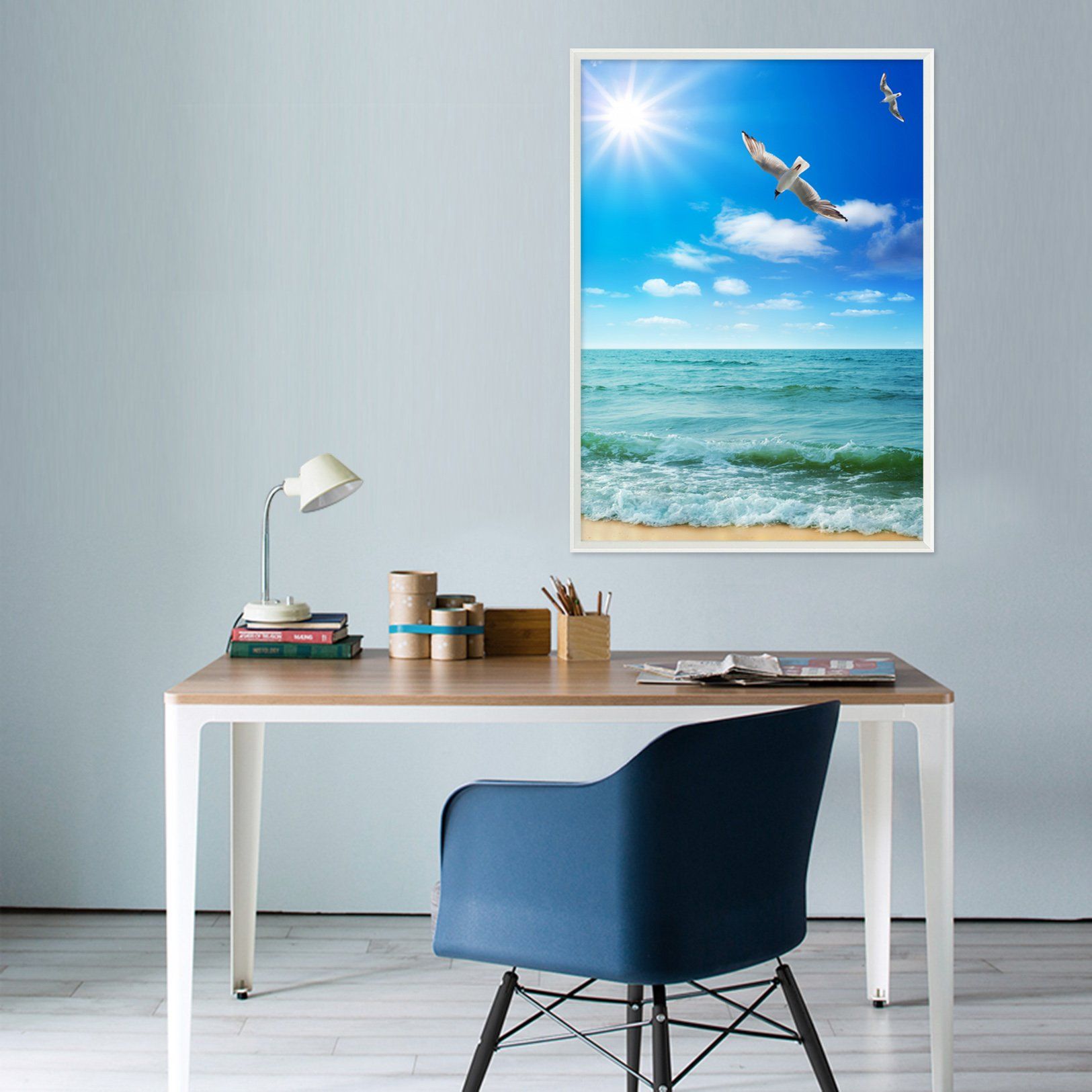 3D Sunshine Seagull 044 Fake Framed Print Painting Wallpaper AJ Creativity Home