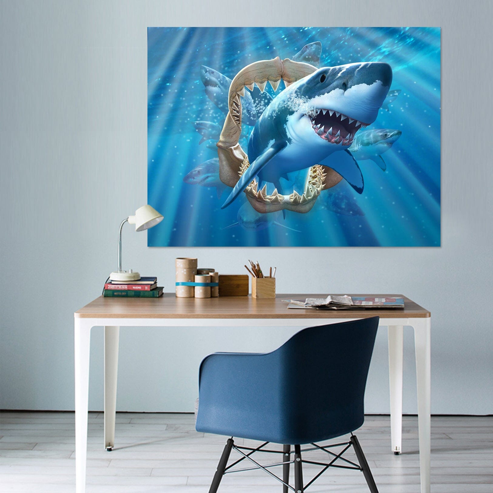 3D Great White Shark 020 Jerry LoFaro Wall Sticker Wallpaper AJ Wallpaper 2