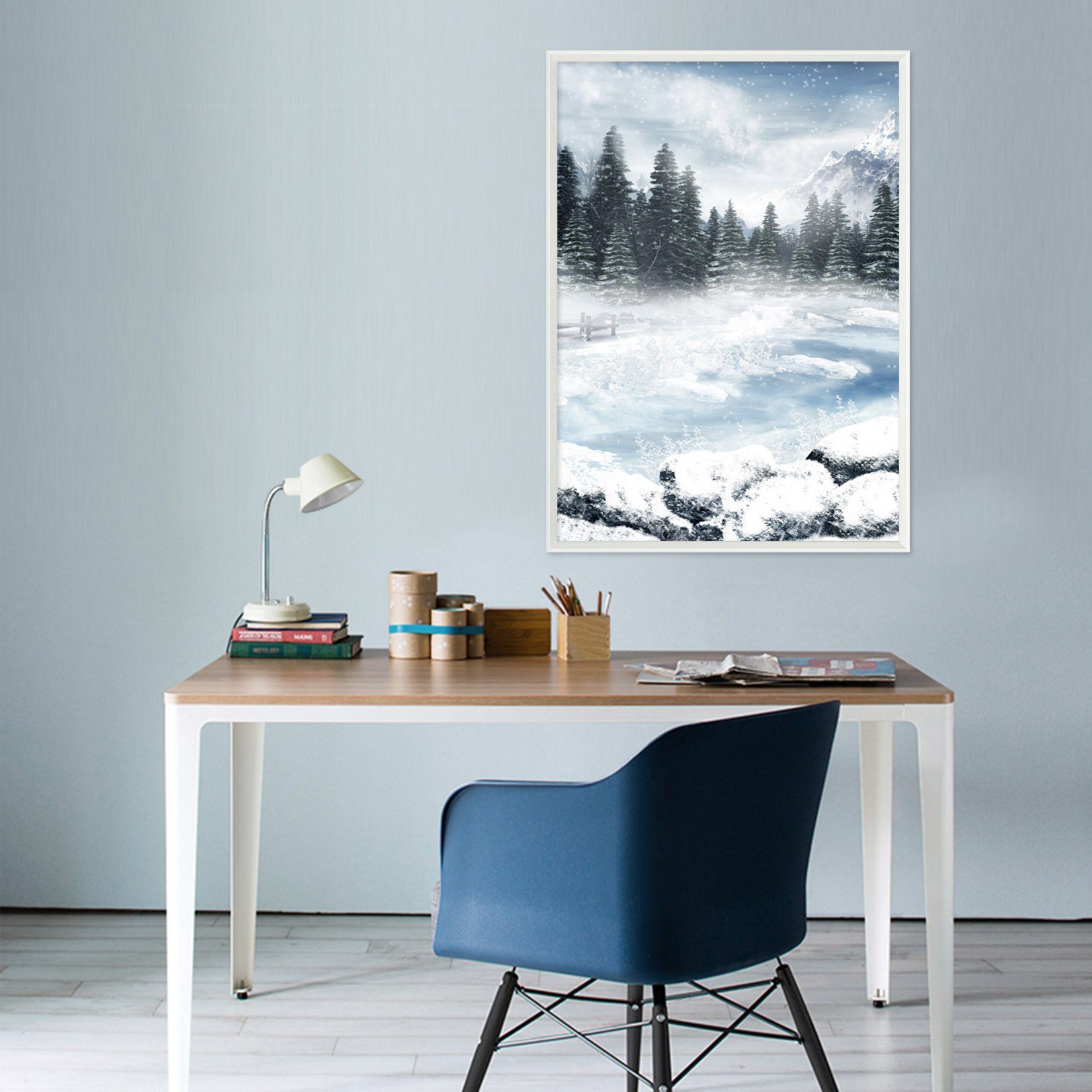 3D Ice Lake 015 Fake Framed Print Painting Wallpaper AJ Creativity Home