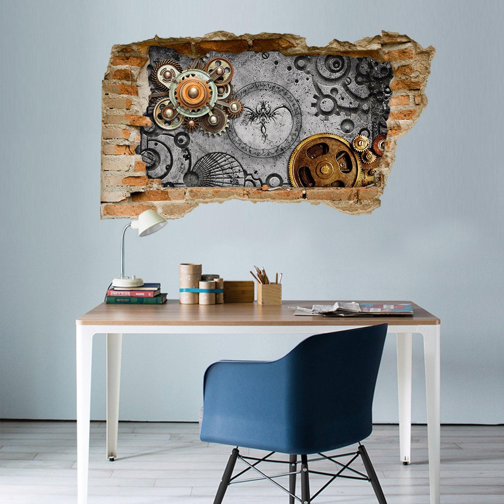 3D Metal Gears Pattern 346 Broken Wall Murals Wallpaper AJ Wallpaper