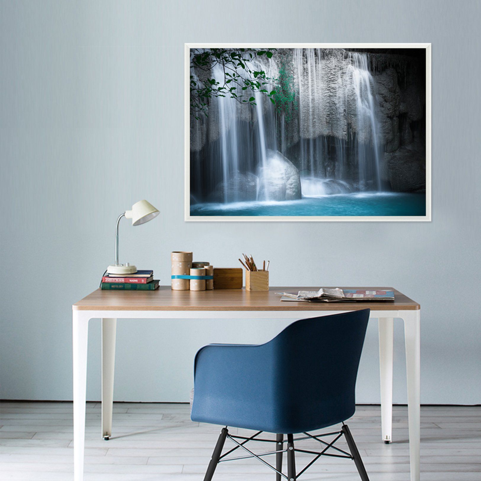 3D Dwarf Waterfall 154 Fake Framed Print Painting Wallpaper AJ Creativity Home