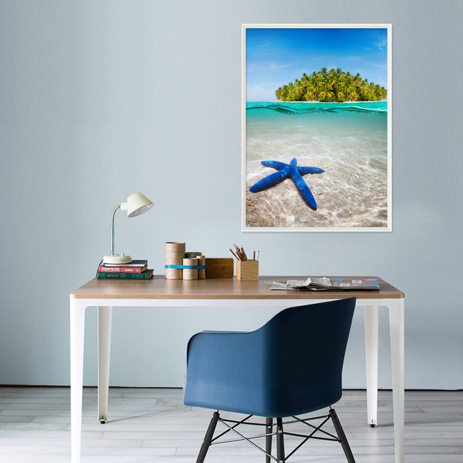 3D Blue Starfish 039 Fake Framed Print Painting Wallpaper AJ Creativity Home