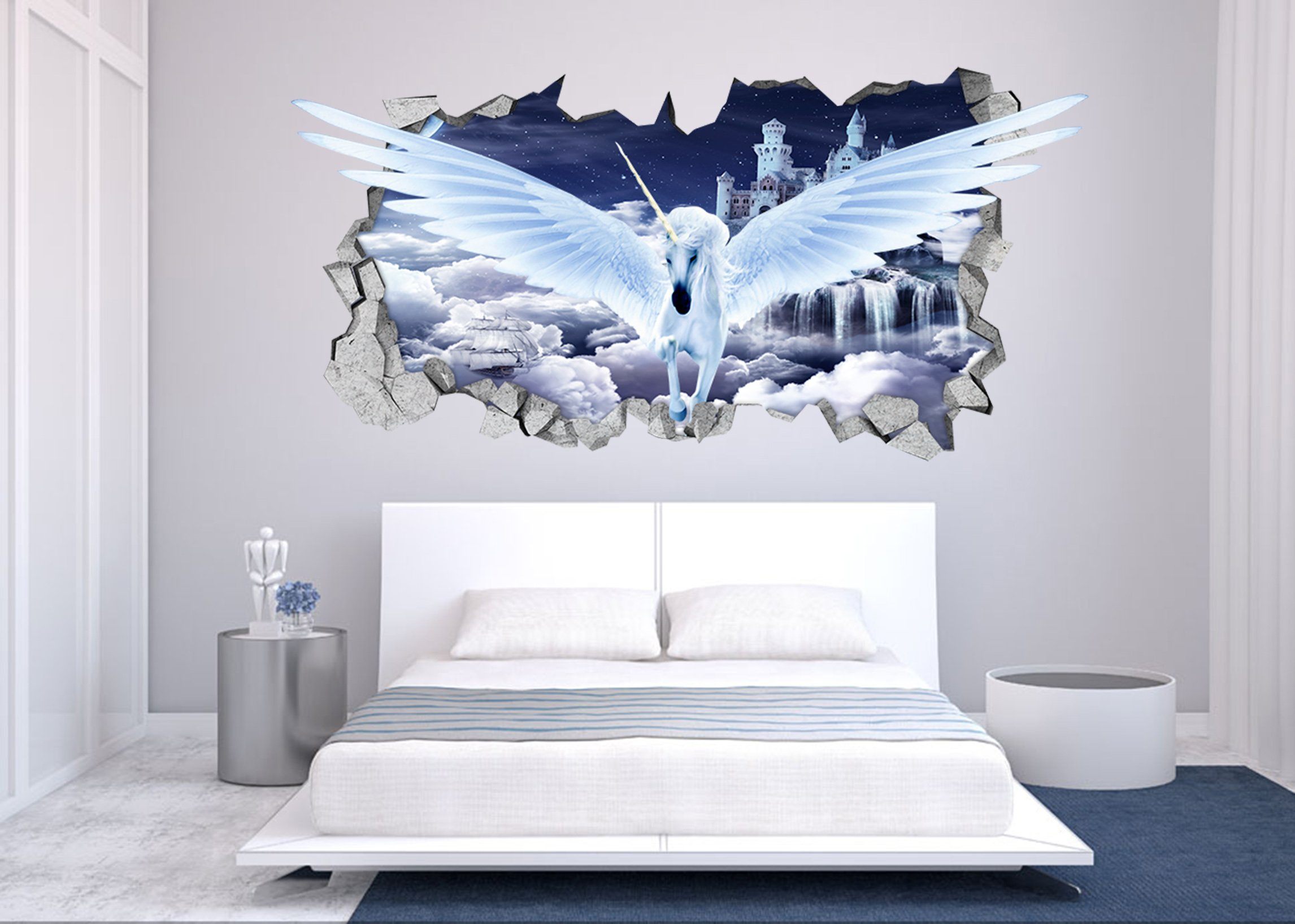 3D Sky Flying Unicorn 95 Broken Wall Murals Wallpaper AJ Wallpaper